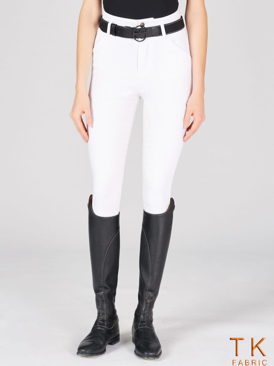 Donne Vestrum | Pantaloni Da Equitazione Da Donna Molveno Con Tessuto Full Grip Tk Bianco Ottico