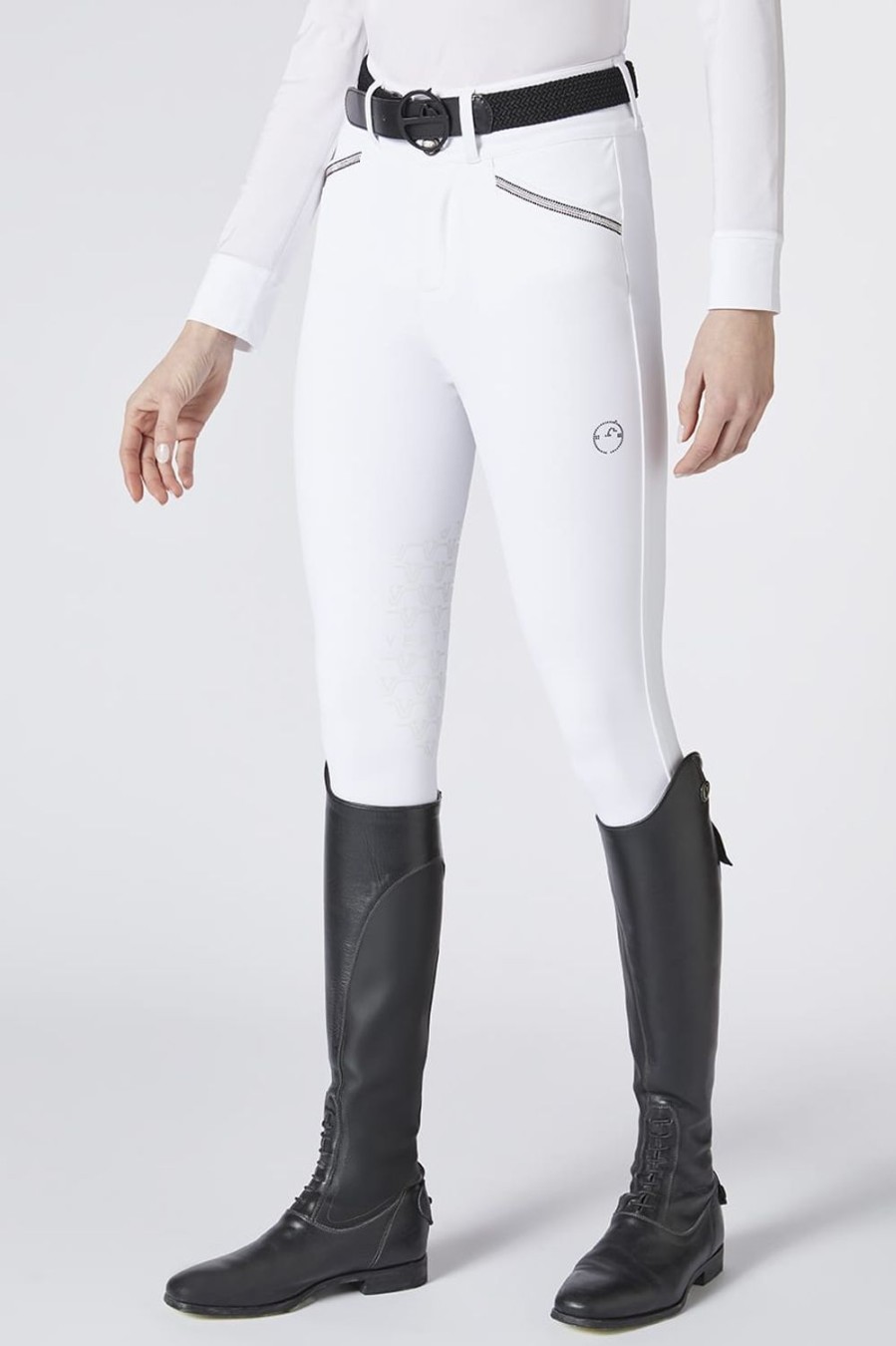 Donne Vestrum | Pantaloni Da Equitazione Alba Da Donna Con Grip Al Ginocchio Bianco Ottico