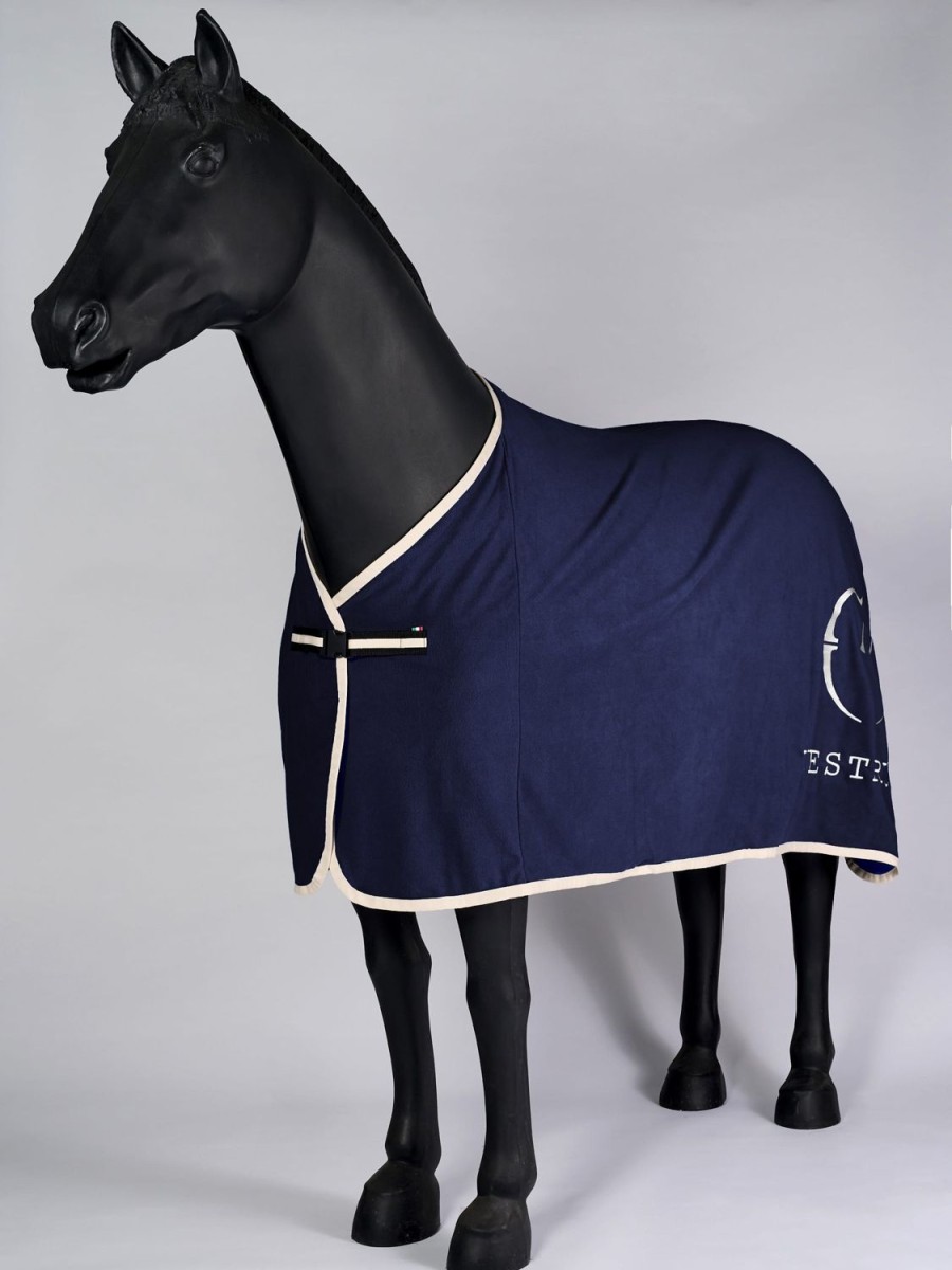 Cavallo Vestrum | Coperta In Pile Per Cavallo Vicenza Blu Navy Crema Bianco