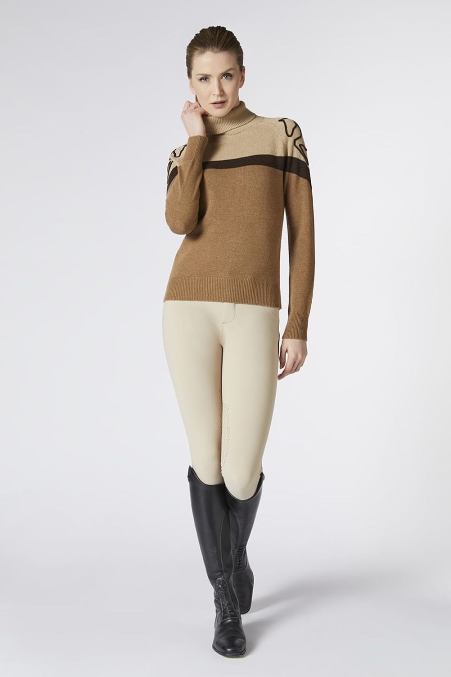 Donne Vestrum | Maglia Da Donna In Camoscio Con Dolcevita Beige/Corten