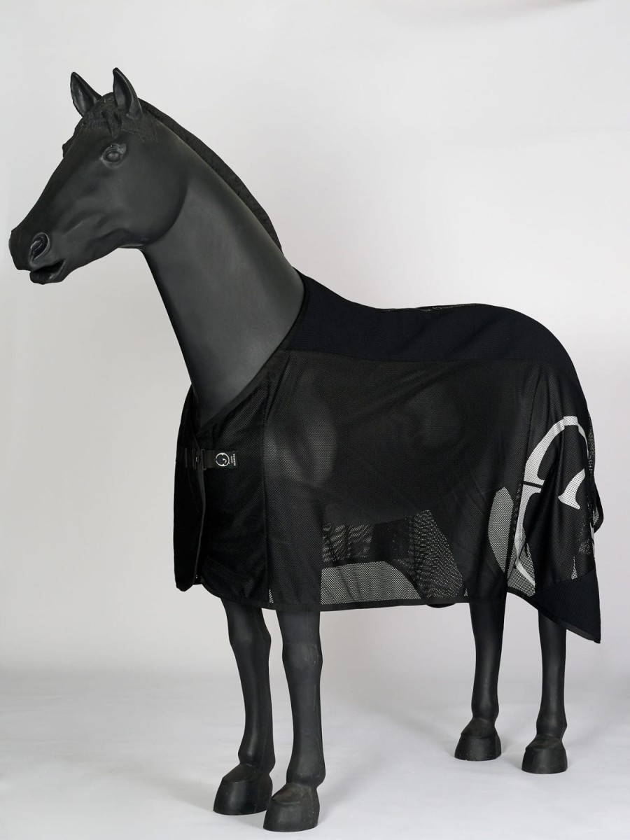 Cavallo Vestrum | Coperta Antimosche A Rete Bergamo Con Cotone A Nido D'Ape Nero/Nero/Argento